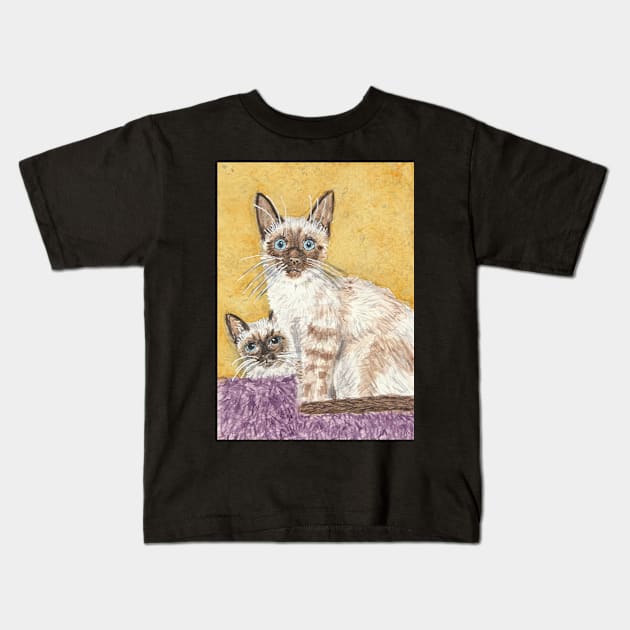 Siamese cats Kids T-Shirt by SamsArtworks